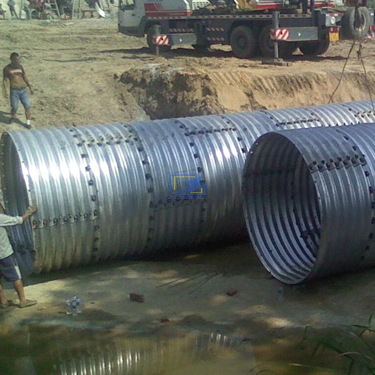 round corrugated steel culvert pipe assembled by bolts and nuts